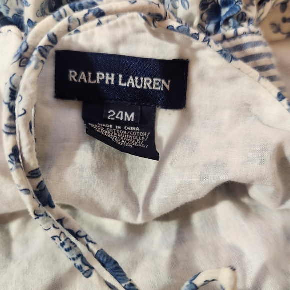 Ralph Lauren Blue White Floral Dress and Bloomer Set - Picture 6 of 7